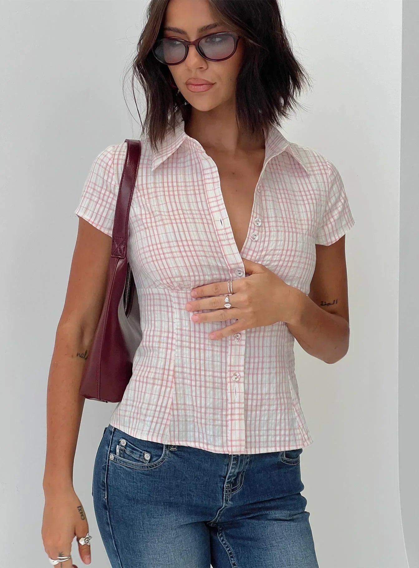 Celestelle™ | Blouse cintrée à carreaux