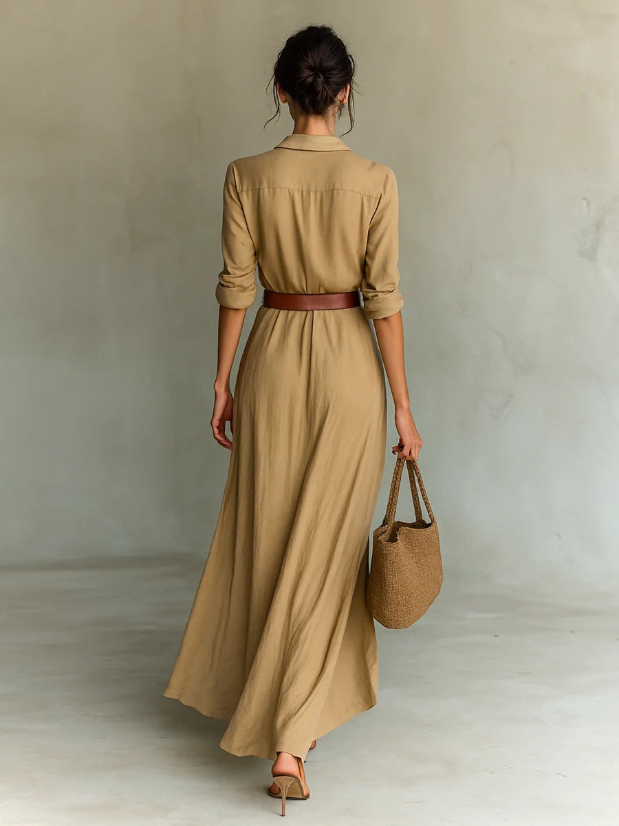 Celestelle™ | Robe longue ceinturée à manches longues