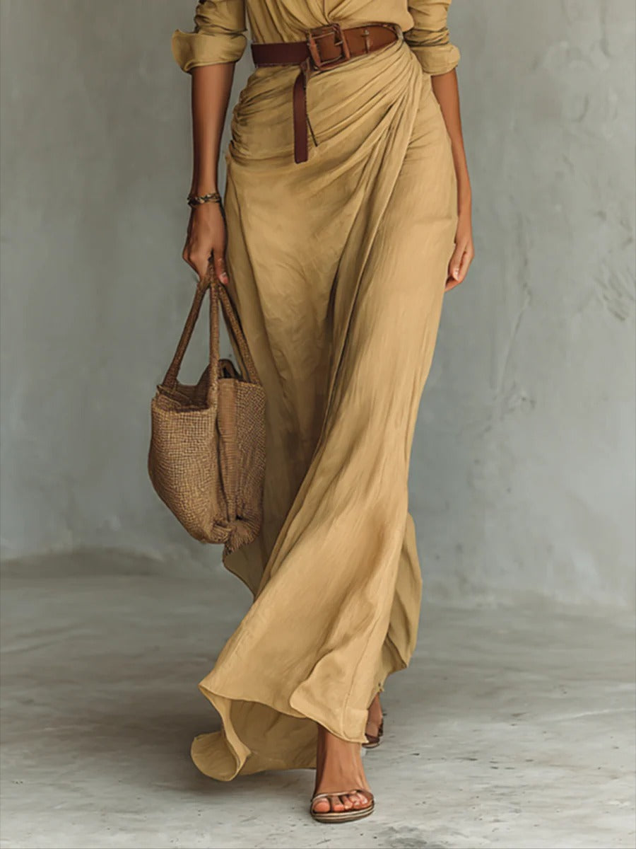 Celestelle™ | Robe longue ceinturée à manches longues