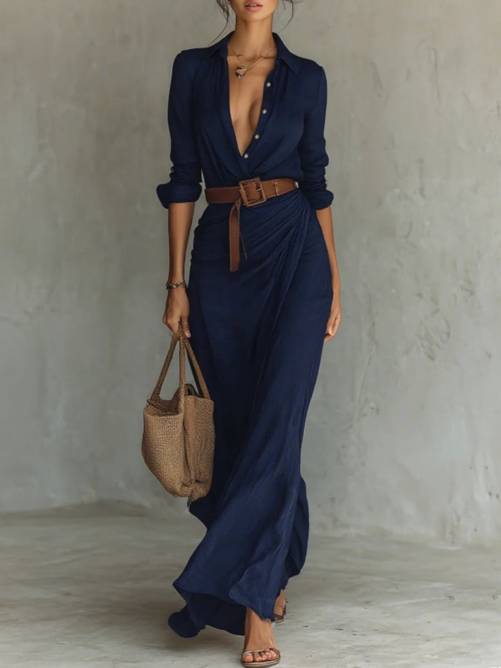 Celestelle™ | Robe longue ceinturée à manches longues