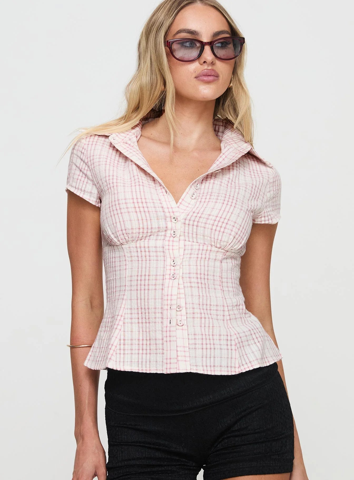 Celestelle™ | Blouse cintrée à carreaux