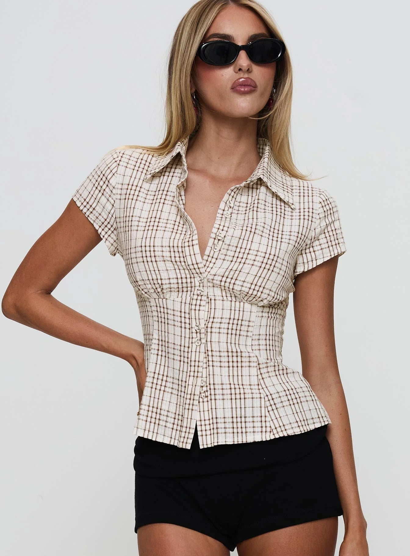 Celestelle™ | Blouse cintrée à carreaux