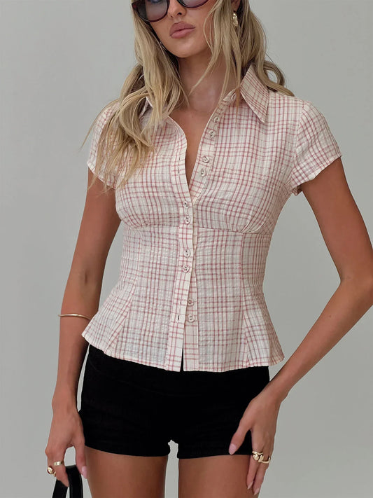 Celestelle™ | Blouse cintrée à carreaux