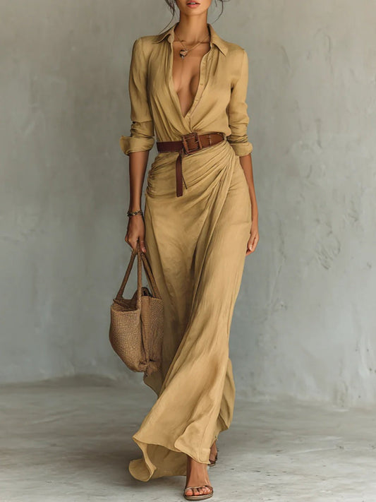 Celestelle™ | Robe longue ceinturée à manches longues